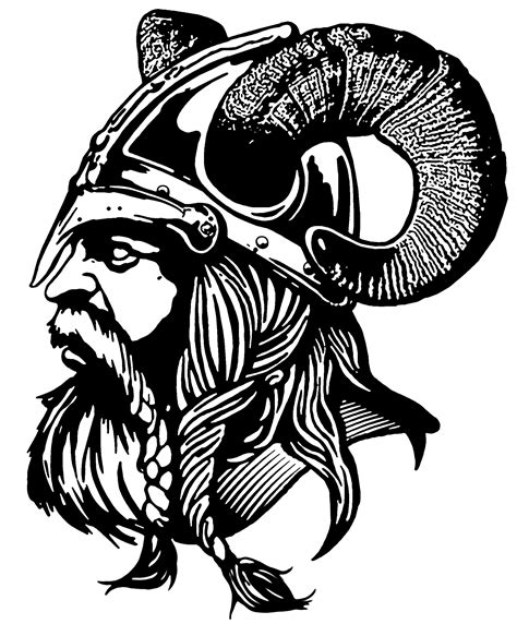 Viking Silhouette Crafts Line Drawing Woodcut
