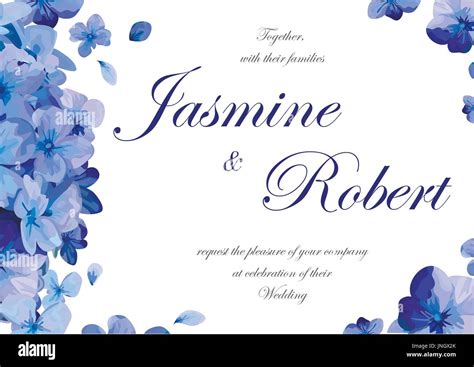 Wedding Invitation Flower Invite Card Design With Blue Purple Garden