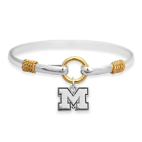 Michigan Wolverines Two Tone Bracelet Mint And Lily