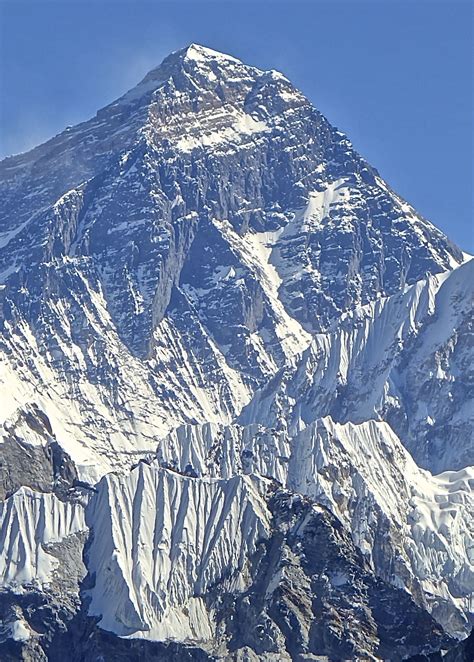 Mount everest is located on the border between tibet and nepal in the himalayas in asia. File:Mount Everest Southwest Face, November 2012.jpg ...
