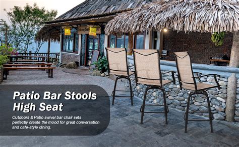 Meooem Swivel Bar Stools 4pcs Patio Height Chairs Outdoor