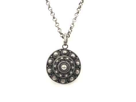Lot Vintage Oxidized Sterling Silver Ornamental Pendant Necklace