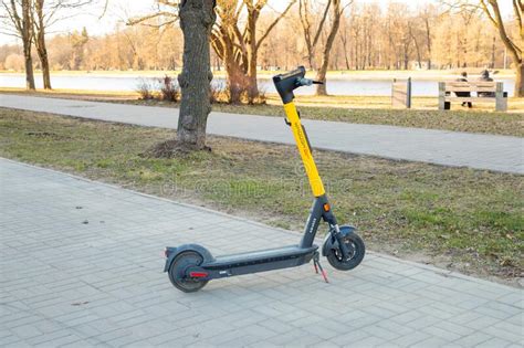 Electric Scooter For Rent Sharing Yellow Electric Push Scooter Is