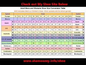 Shoe Size Conversion Table Youtube