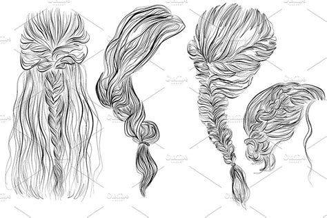 90 Vector Hairstyles Bundle Hair Vector Braids Illustration Drawings