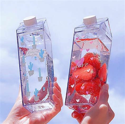 carton style water bottle 💧 plastic drink bottles cute water bottles milk box