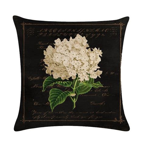 Buy Flower Black Background Cotton Linen Throw Pillow