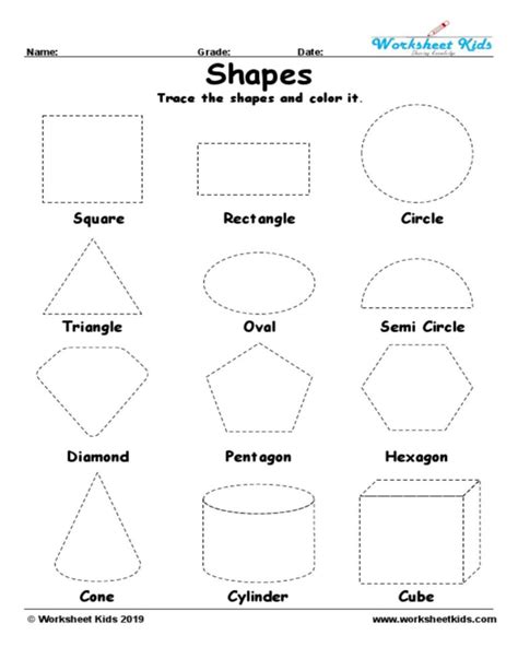 Fun learning online worksheets for kids, online math printable worksheets. Tracing Shapes Worksheet in Geometry - Worksheets kids