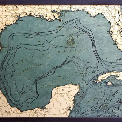 Bathymetric Map Gulf Of Mexico Scrimshaw Gallery
