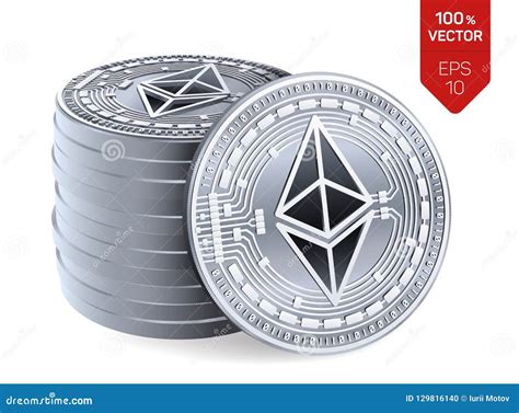 Ethereum 3d Isometric Physical Coins Digital Currency Cryptocurrency