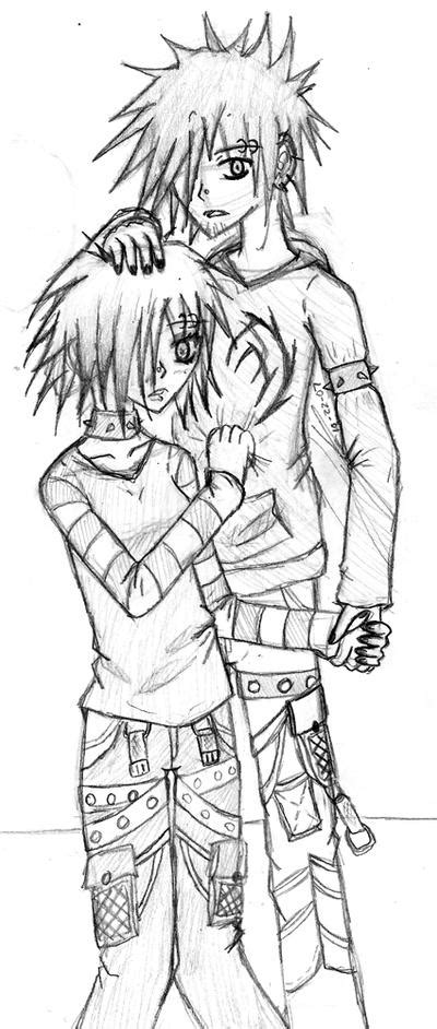 Cute Emo Couple Drawings Sketch Coloring Page