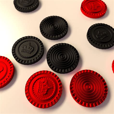 Checkers Pieces 3d Cgtrader