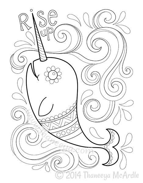 The tusk on a male can grow almost 10 feet long! Narwhal Coloring Page from Hipster Coloring Book ...