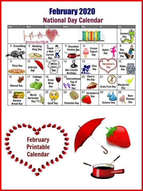 February National Day Calendar Free Printable Calendars National Days
