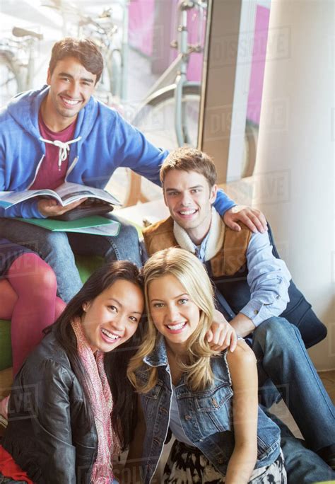 University Students Smiling In Lounge Stock Photo Dissolve