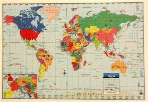 World Map Poster Size Wall Decoration Large Map Of The World 40 X 28