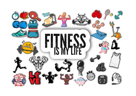 Fitness Stickers Digital Planner Clip Art Goodnotes Etsy