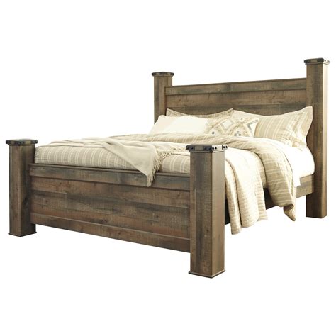 Signature Design By Ashley Trinell Rustic Look King Poster Bed A1