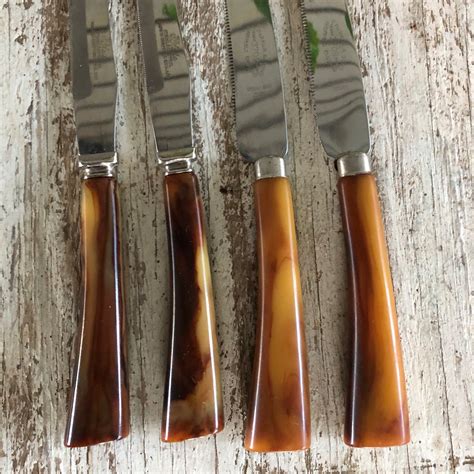 BAKELITE Steak Knives Vintage Flatware Mid Century Barbeque Etsy