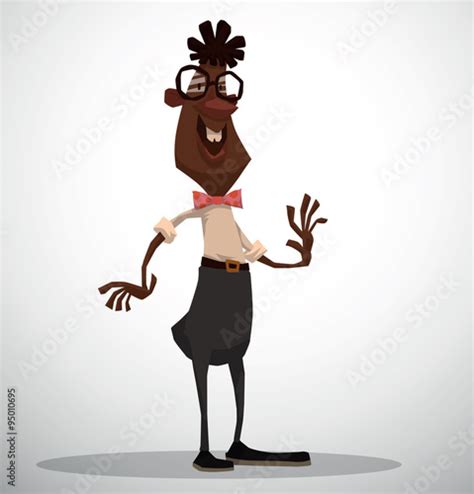 Vector Afro Nerd Cartoon Image Of Afro Nerd With Black Hair Wearing