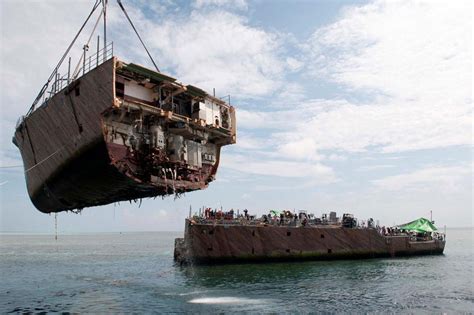 The bow is designed to reduce the resistance of the hull cutting through water and should be tall enough to prevent water from easily washing over the top of it. Sunken Ship Containing 1,400 Cars Pulled From The Ocean Floor!