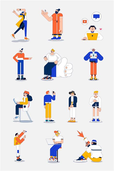 Characters On Social Media Set Royalty Free Stock Vector