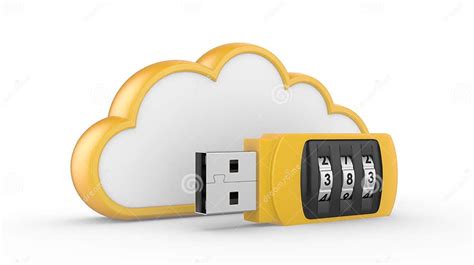 Usb Flash Drive With Combination Lock And Cloud Stock Illustration