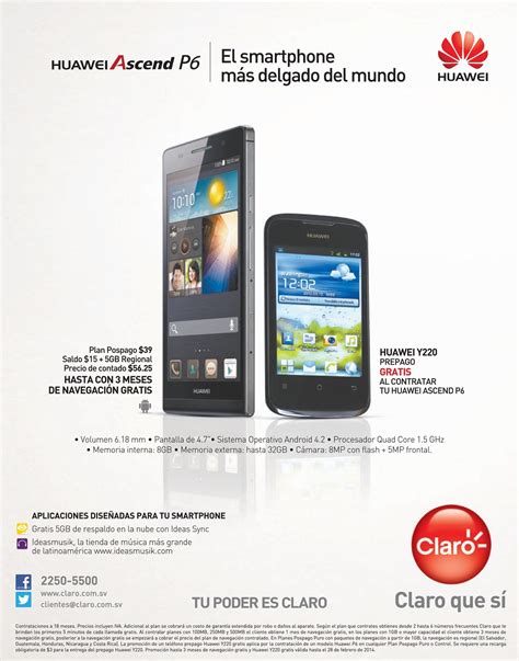 Huawei Ascend P6 Claro El Salvador Smartphone Mas Delgado Del Mundo