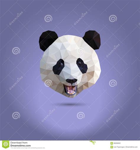 Low Poly Panda The Head Of A Chinese Bear From Triangles Stock