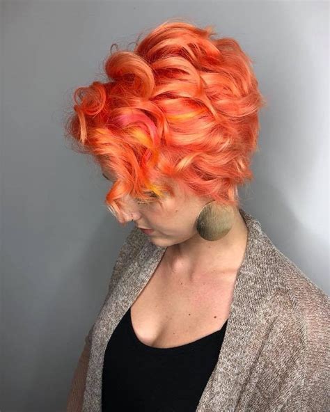 Light Orange Peach Vivid Hair Fantasy Color Short Hair Pastel Fantasy