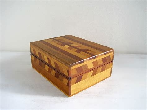 Vintage Inlaid Wood Box Mens Jewelry Box Trinket Box Etsy