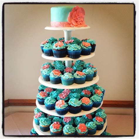 Coral Wedding Cupcakes