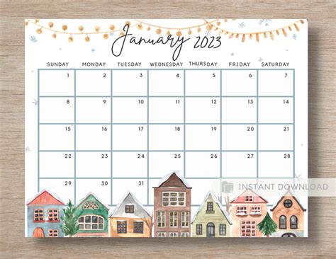 January 2023 Editable Calendar Printable Template Calendar