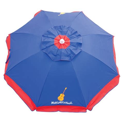 Margaritaville 6 Ft Beach Umbrella Built In Sand Anchor Blue Red Ub79mv