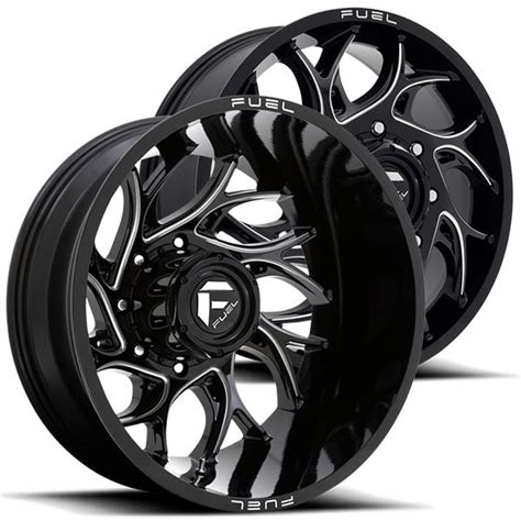 22 Fuel D741 Runner Dually Gloss Black Milled Off Road Wheels 8x210