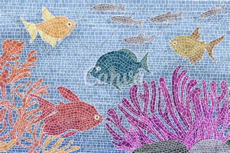 Underwater Mosaic Tiles Background 素材 Canva可画