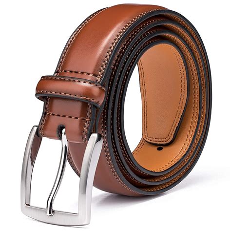 Mens Belt Genuine Leather Dress Belts For Men With Single Prong