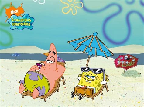 Spongebob And Patrick Relaxing On The Beach