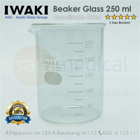 Iwaki Pyrex Beaker Glass Low Form Gelas Kimia Gelas Takar 250 Ml