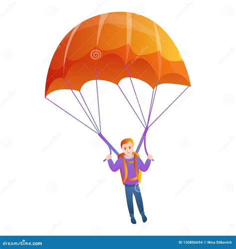 Orange Parachute Icon Cartoon Style Stock Vector Illustration Of