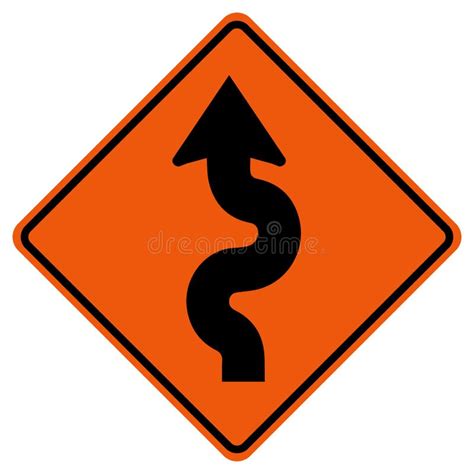 Winding Traffic Road Symbol Sign Isolate On White Backgroundvector