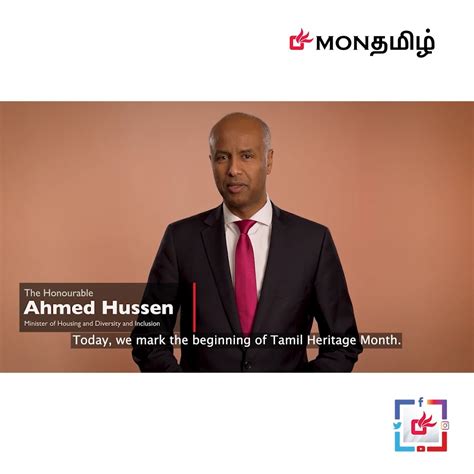 Ahmed Hussen Tamil Heritage Month 2023 Instagram Youtube