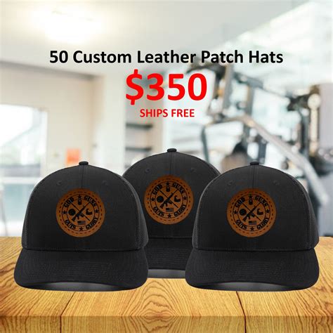50 Custom Leather Patch Trucker Hats Laser Engraved Logo On Etsy