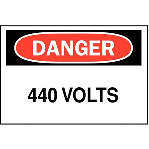 Brady Safety Sign 440 Volts Header Danger Rectangle 10 In Height
