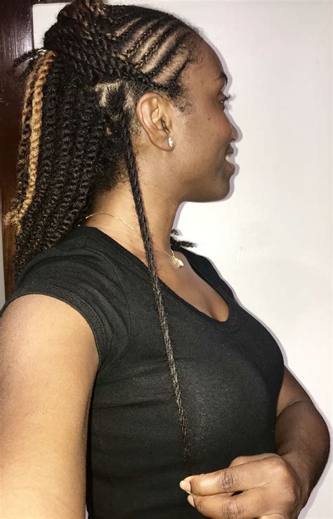 Thick two strand braids with fade. Length check| Two-strand twists styled by yours truly 😉 ...