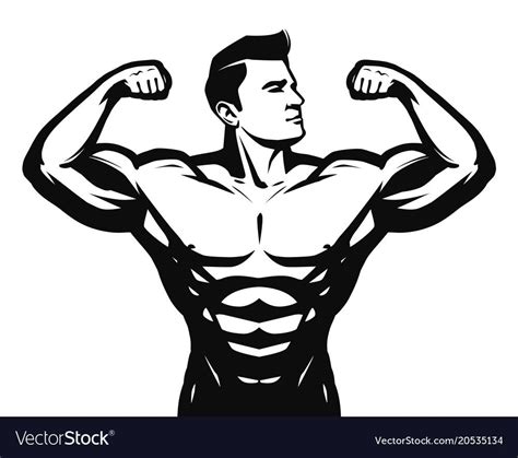 gym sport bodybuilding logo or label strong man with big muscles vector illustration