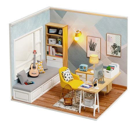 Diy Mini Eclectic Office Kit Miniature Dollhouse Casa Mini Etsy