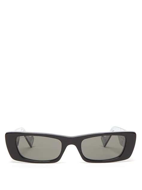 black gg rectangular acetate sunglasses gucci matchesfashion au