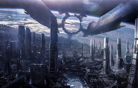 Обои космос Art Mass Effect 3 Citadel Space Station Destroyed Citadel картинки на рабочий