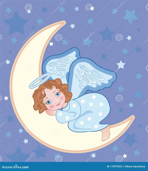 Angel Sleeping On The Moon Stock Vector Illustration Of Birthday
